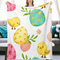 DiCasser Spring Uskrs prekrivač sa jastukom sa jastukom sretan Uskršnji šareni jaja ugodna i meka plišana