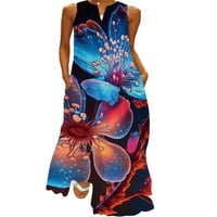 Colisha Dame Long Haljina Cvjetni print Maxi haljine Pocket Ljeto Plaža Sundress Hawaiian Dating V izrez