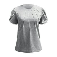 Xinqinghao Women Plus size majica vrhova posada Pleated tunika T majica Ležerne prilike pune majice
