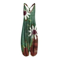 Ženske vintage cvijeće otiske trake V izrez Rompers Playcuit kombinezon za pantne odijela za žene srušene