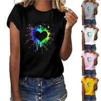 Valentinova majica za žensku majicu Love Heart tiskane košulje kratkih rukava Grafički tinejdžer Ters