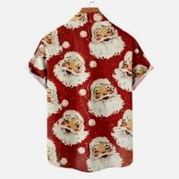 Muška majica s kratkim rukavima za čišćenje muškog ležernog punog gumba Božić Santa Claus Print sa džepnim