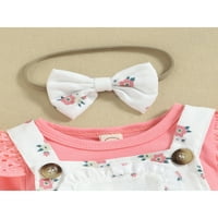 Carolilly Baby Girls ROMPER odijelo, majica s dugim rukavima + Cvjetni suspender za lepršac Romper