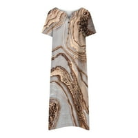 Ljetne haljine za žene V izrez tiskani kratki rukav Ležerne prilike Flowy Beach za odmor Maxi haljine