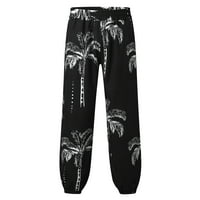 Symoidni muški trenerci - modni bloomeri labavi elastični plaži na atlezurem tiskanim pantalonama tamno