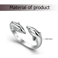 HEMOTON Dvostruki dupini dizajnirani otvaranje prstena kreativnog prstena za prste modni prsten nakit