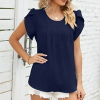 Udobna žena okrugla vrat kratka rukava majica majica ljetne čvrste labave vrhove na prodaju