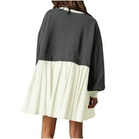 Drežaj dukserice Omorska haljina s dugim rukavima za žene Crewneck Fashion Mini haljina Flowy Pleated