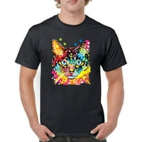TEE Hunt Dean Russo Eyes CAT majica Neon šareni slatki mačeni muški tine, crni, 5x-veliki