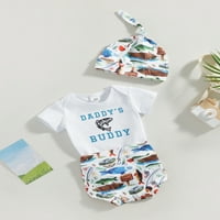 Century Newborn Baby Boys Romper postavljena slova Print Miroper sa ribljem tiskanim kratkim hlačama