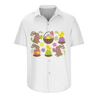 Clearsance sretna uskrsna majica za žene kratki rukav Havajjski gumb dolje majice Ljetna plaža casual