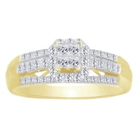 Princeza i okrugli oblik bijelog prirodnog dijamantskog zaručničkog prstena u 10K žutom zlatnom prstenu veličine-4