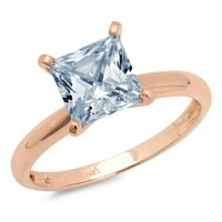 3.0ct Princess rez plavi prirodni akvamarinski 18k Gold Gold Gold Gold Angažovanje prstena 3,5