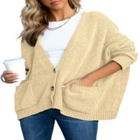 Chenille džemper kardigani za žene Dolman s dugim rukavima otvoreni prednji kardigan džemperi duboki