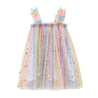 TODDLER Baby Girls Rainbow Dyed Tille bez rukava Reprodukujte Halter Sendress Beach Ljetne haljine,
