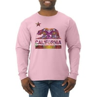 California Republic Bear Logo Retro Mandala mozaik Životinjski ljubavnik Muška majica s dugim rukavima,