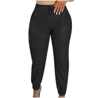 Plus size za žene hlače odobrenje modne žene čvrsti džepovi crne casual srednje strukske kožne duge hlače se okreću crnim 10