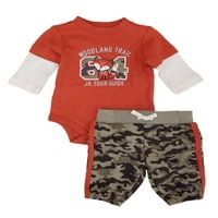 Dojenčad za bebe Outfit Camo hlače i narančasta šuma staza