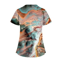 Ženski bluze V-izrez Modna bluza Grafički otisci Žene TEE kratki rukav ljetni vrhovi narančasti 4xl