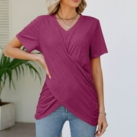 Ženski vrhovi za mršavljenje V-izrez kratkih rukava s kratkim rukavima Ljetne obične majice Bluze