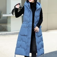 Dezed Ženska zimska jakna za dugu sa kapuljaču za toplu kaput Ženska modna podstavljena prsluka bez