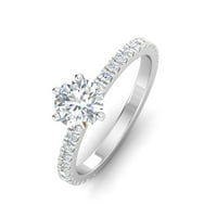 Certificirano 1. Carat TW okrugli prirodni dijamantni prstenovi u 14K bijelom zlatu