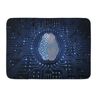 Kibernetski mozak elektronički čip u obliku ljudskog cyber-prostora na temi 'umjetnička inteligencija' prostirka vrata vrata 23.6x