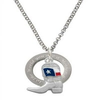 Silvertone Cowboy Boot s texas zastava silvertona Vi ste matična ogrlica za afirmacijsku prstenu