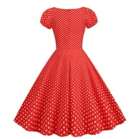 Ležerna haljina za žene Party Dots Ispis kratkih rukava 1950-ih Domaćica večernja party matural haljina