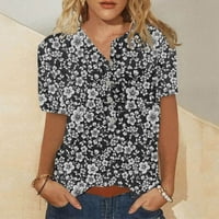 Ženske vrhove Dressy Casual kratki rukav modni ljetni majica Dressy casual gumb down bluze trendi tunik