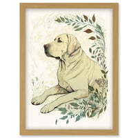 Labrador retriver pas ležeći u polju Moderna ilustracija ilustracija ilustracije na linovima uokvirena