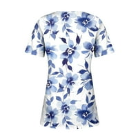 Huachen Womens Ljetni modni casual vrhovi tiskane majice s kratkim rukavima V majice pulover