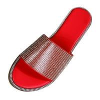 Ljetne ženske papuče PU kožnog rivestone okruglog prstiju ravne plažne sandale otvoreni nožni elegantni