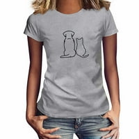 Ženski dnevni nosite tee smiješni kratki rukav Ljeto Loop Fit bluze Cartoon Comfy okrugli vrat Životinjske majice Kamisas