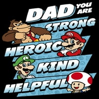 Dječakov Nintendo Super Mario Tata Vi ste jak herojsko ljubazno korisno povucite preko kapuljače Crna