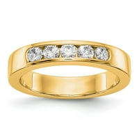 Čvrsta 14K žuto zlato pet kamenih dijamantskih kanala Vjenčana prstena Veličina 8
