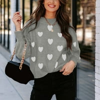 Ženski dugi rukav za vrat pulover dugih rukava Love Love Print Crew Crt Knit košulja Duks pulover Jumper