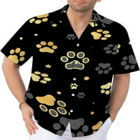 Košulja za pse za muškarce Retro Big i visoki gumb dolje majice Casual Aloha majice kratkih rukava