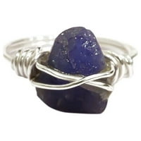 Prirodni tanzanitni prsten, grubi ring tanzanite drago kamenje, decembarski kamen, žičani, srebro, ženski