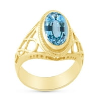 Simulirani akvamarinski prsten keltskog dama u 14K žutom pozlaćenom srebrnom nakitu za dame, veličine