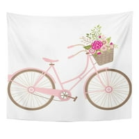 Košarka ružičasti bicikl vjenčani bicikl sa cvijećem Vintage cvjetni crtanje zidne umjetnosti Viseći
