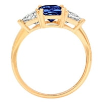 2.82ct smaragdni rez plavi simulirani tanzanite 14k žuti zlatni godišnjica Angažmane kamene prstene