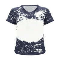 Ženski V-izrez Vrhovi Ženski vrhovi Ženska modna casual labava bluza Tiy-dye tiskanje V majica majica