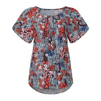 Leylayray ženske vrhove ženske casual modne šifonske tiskane kratkih rukava slobodna majica s više boja m