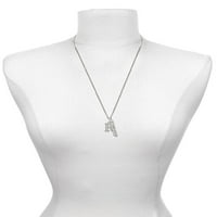 Delight nakit Silvertone Crystal inicijal - R - Silvertone Najbolji prijatelji Forever Bar Charm ogrlica, 23