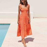 Yubatuo ženske haljine Ljeto Ženska plaža Holiday Suspeders bez letvice bez rukava bez rukava s krastam