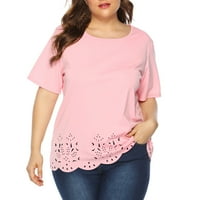 Ženski ljetni vrhovi Ležerne prilike plus veličina kratkih rukava majice za žene, ružičaste, xxxl