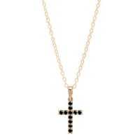 DazzlingRock kolekcija okrugla crni dijamantski božanski križ Isusova privjesak za žene sa zlatnim lancem