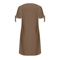 Dyegold sarderes za žensku plažu - Mini haljina na plaži Womens V izrez kratkih rukava puna boja majica