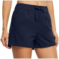 HHEI_K Modni ženski sportovi Jednobojni džep labavi kratke hlače Hlače Bikerske kratke hlače